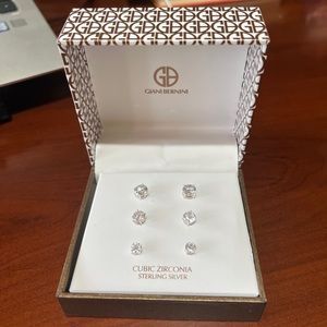 Giani Bernini 3-Pc. Cubic Zirconia Sterling Silver Stud Earrings With Gift Box